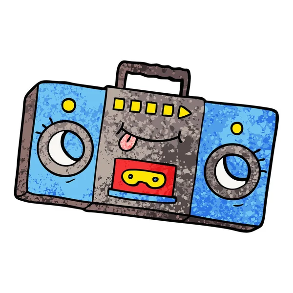 Cartoon Retro Cassette Tape Player — Stock Vector