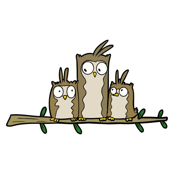 Vector Illustration Owl Family Cartoon — Stock Vector