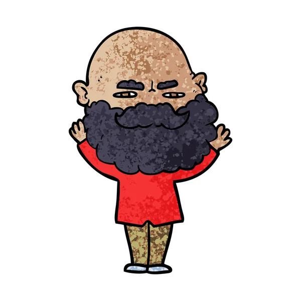 Cartoon Man Beard Frowning — Stock Vector