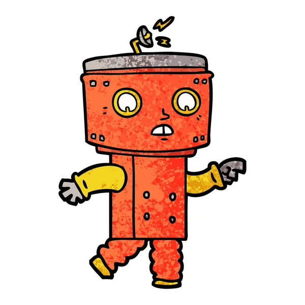 Ilustración Vectorial Del Robot Dibujos Animados Apuntando — Archivo Imágenes Vectoriales