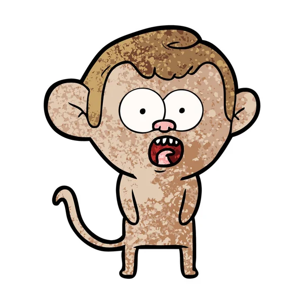 Vektorillustration Tecknad Chockad Monkey — Stock vektor