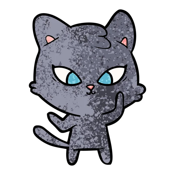 Vector Illustration Cute Cartoon Cat — Stock Vector