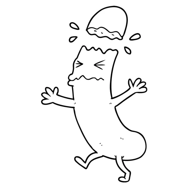 Divertente Personaggio Salsiccia Cartone Animato — Vettoriale Stock