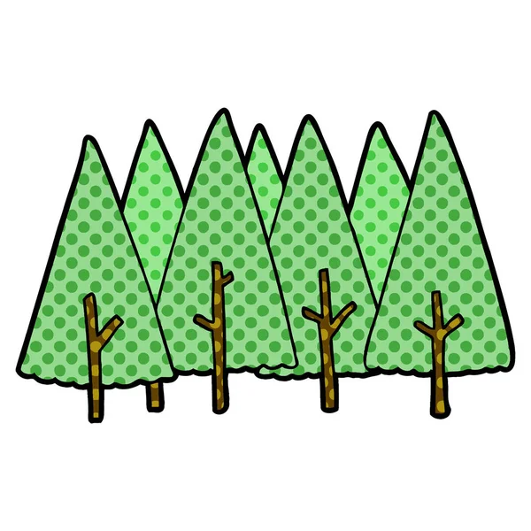 Vektorová Ilustrace Kreslených Stromů — Stockový vektor