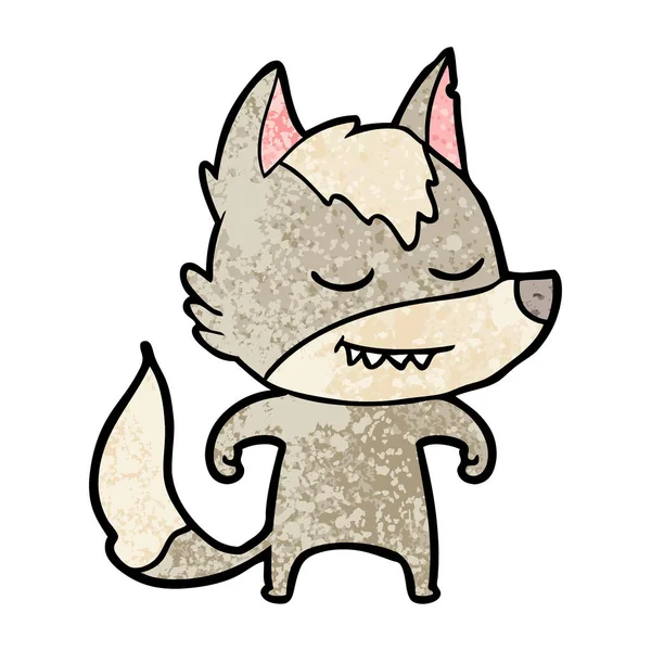 Vector Illustration Friendly Cartoon Wolf — Stock Vector