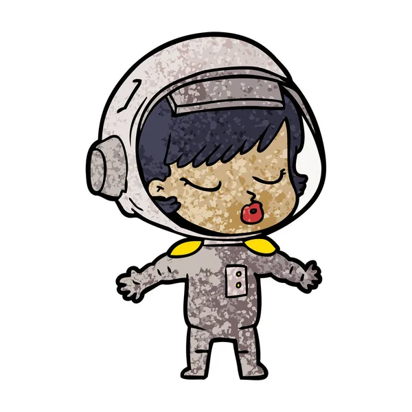 Dibujos Animados Chica Astronauta Bonita — Vector de stock