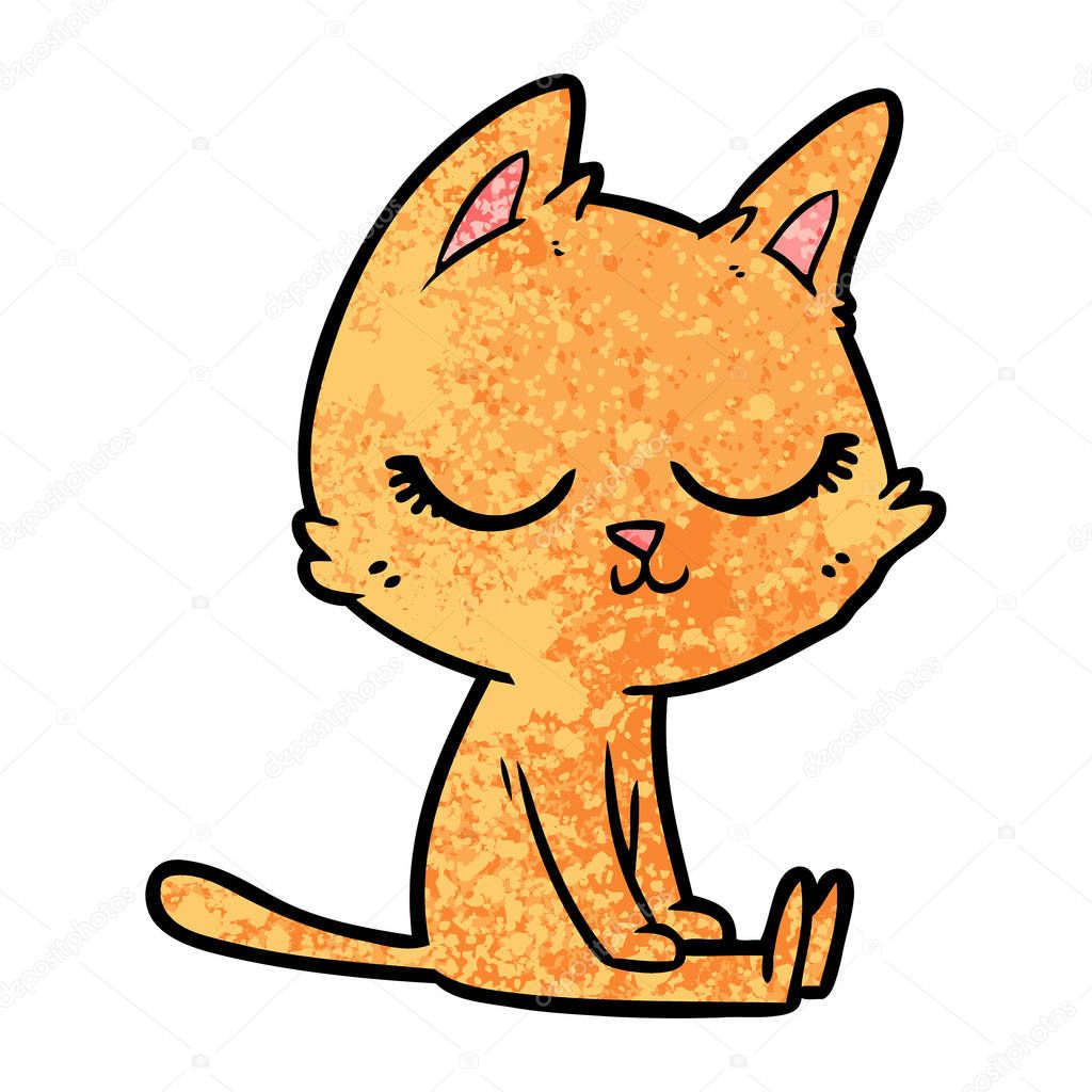 vector illustration of calm cartoon cat