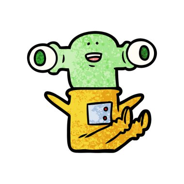 oturarak dostu karikatür uzaylı