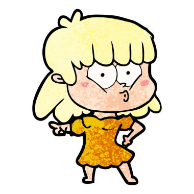 vektör çizim karikatür kız ıslık