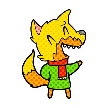 Tilki çizgi film karakteri vektör çizim