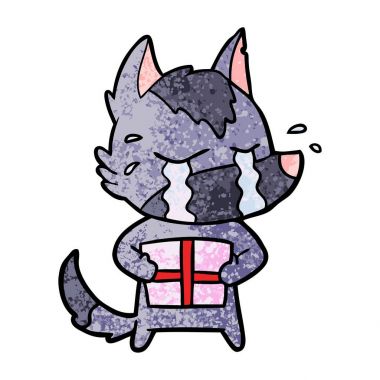 vektör çizim karikatür ağlayan kurt