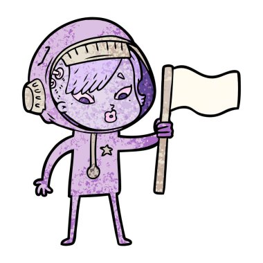 vektör çizim karikatür astronot kadın