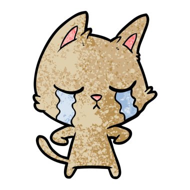 vektör çizim karikatür kedi ağlama