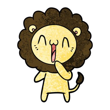 mutlu karikatür aslan vektör çizim