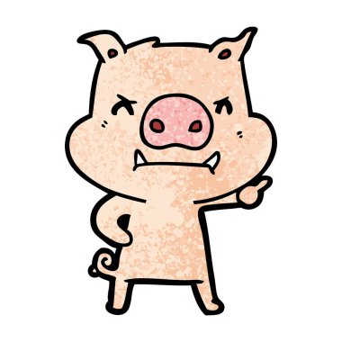 kızgın çizgi film domuz vektör çizim