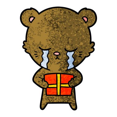 ağlayan karikatür ayı ile hediye