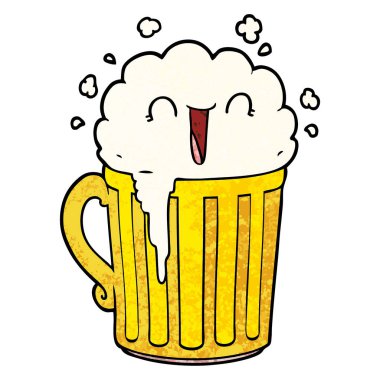 mutlu karikatür kupa bira