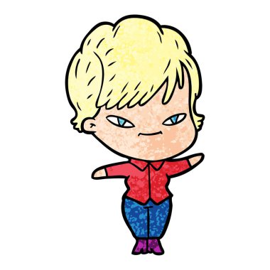 vektör çizim karikatür mutlu kadın