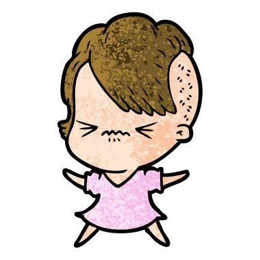 karikatür rahatsız hippi kız