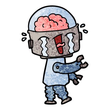 vektör çizim robot ağlıyor çizgi film