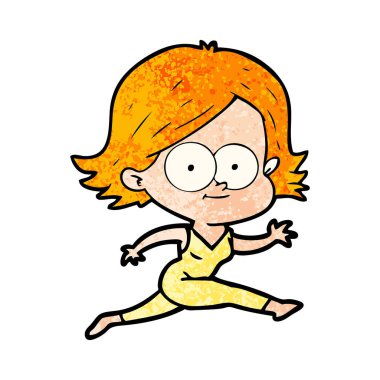 mutlu çizgi film kız vektör çizim