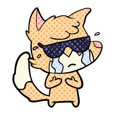 Tilki çizgi film ağlama vektör çizim