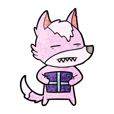 çizgi film kurt bir hediye ile