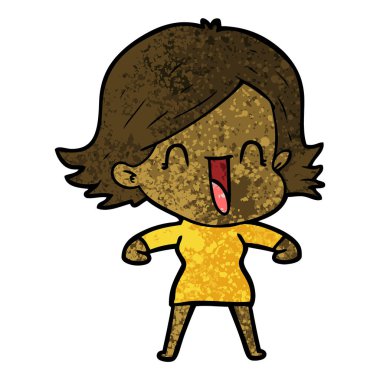 vektör çizim karikatür mutlu kadın