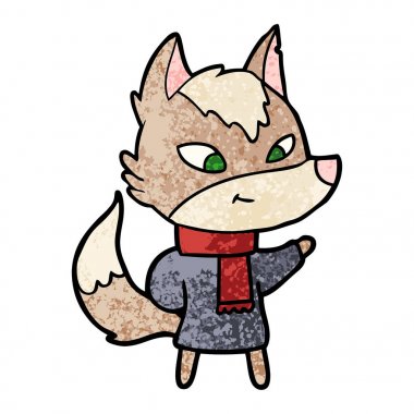 vektör çizim dostu karikatür kurt