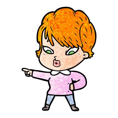 Çizgi filmdeki kadının vektör çizimi