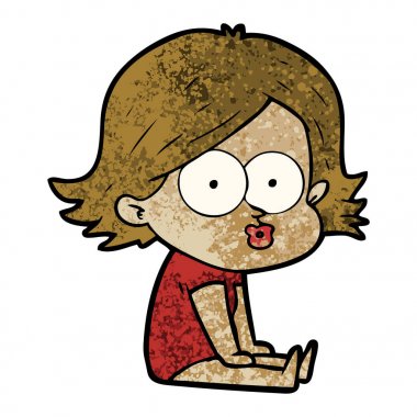 surat asmayı çizgi film kız vektör çizim