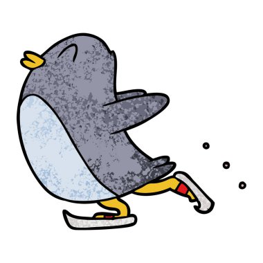 mutlu karikatür penguen vektör çizim