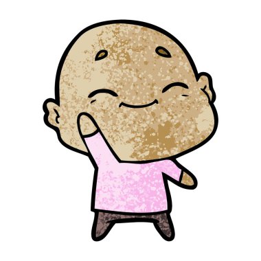 mutlu karikatür kel adam