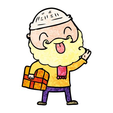 Sakallı Noel hediyesi taşıyan