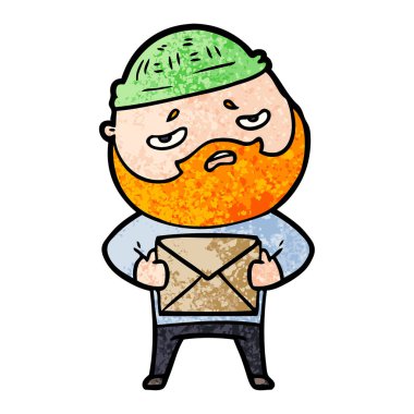 Sakallı endişeli adam çizgi film