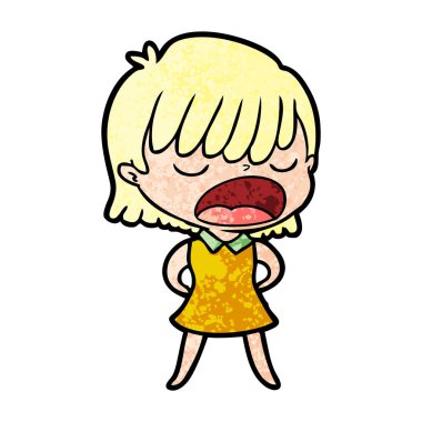 yüksek sesle konuşuyor karikatür kadın