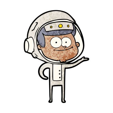 mutlu astronot karikatür vektör çizim