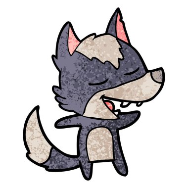 vektör çizim karikatür kurt gülen