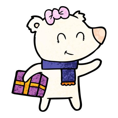 Noel hediyesi ile dişi kutup ayısı