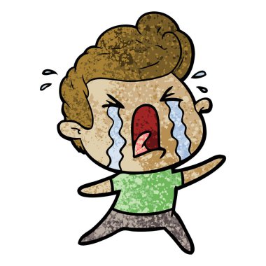 adam ağlıyor çizgi film vektör çizim