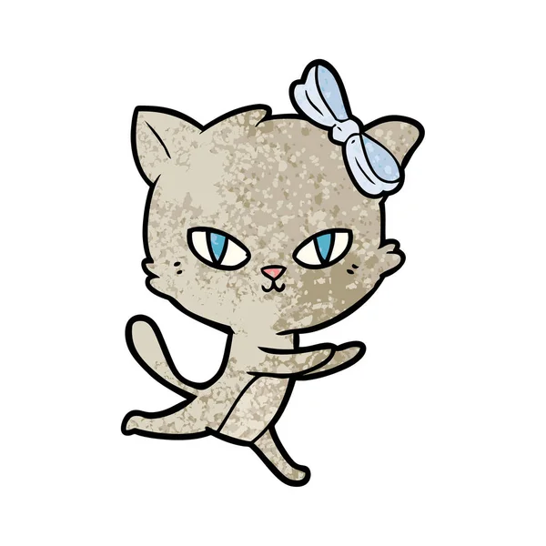 Lindo Gato Dibujos Animados Corriendo — Vector de stock