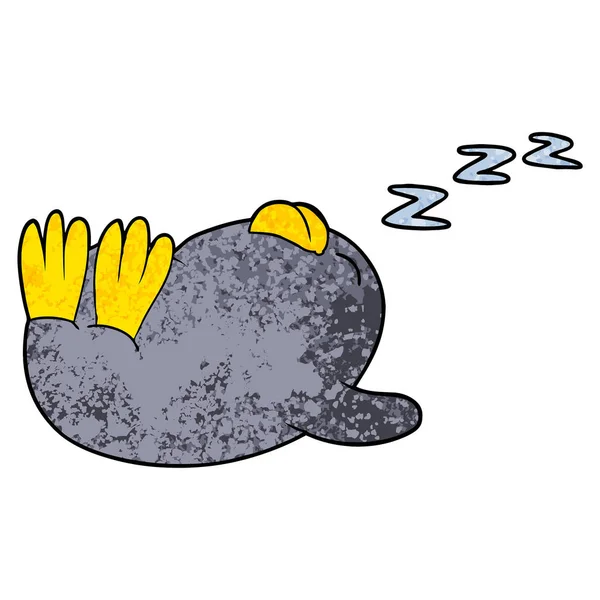 Ilustração Vetorial Desenhos Animados Dormindo Pinguim —  Vetores de Stock