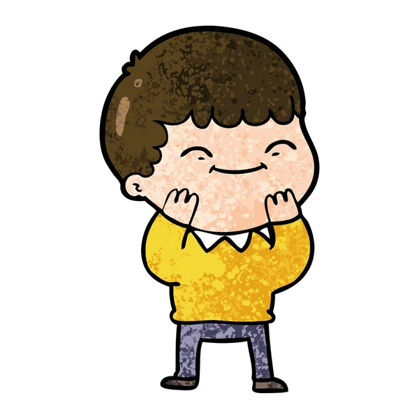 Cartoon Skrattande Pojke Pekar — Stock vektor
