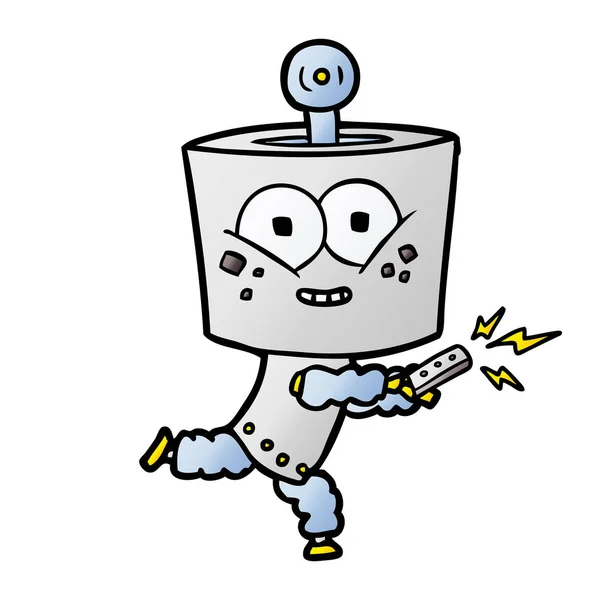Robot Dibujos Animados Feliz Con Control Remoto — Archivo Imágenes Vectoriales
