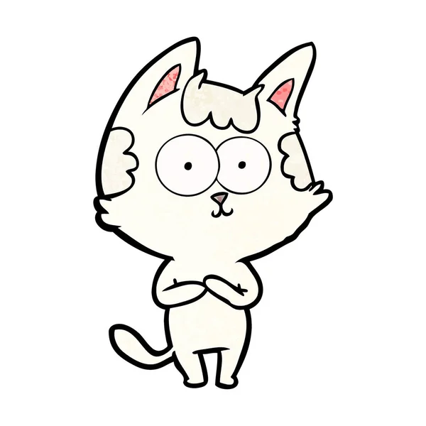 Ilustración Vectorial Feliz Gato Dibujos Animados — Archivo Imágenes Vectoriales