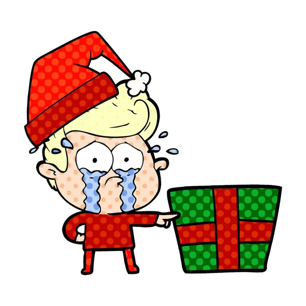 Desenho Animado Chorando Menino Natal —  Vetores de Stock