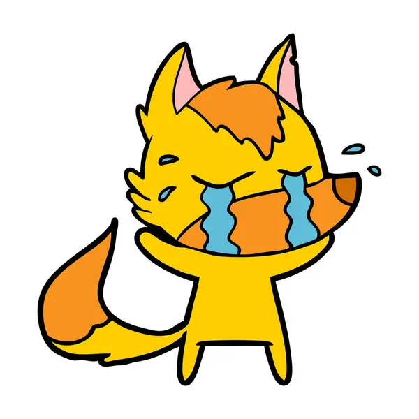 Sad Little Fox Cartoon Character — Stock Vector