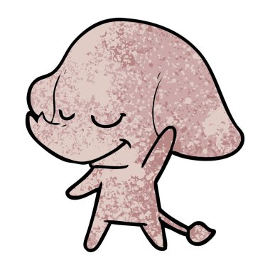 vektör çizim karikatür fil gülümseyen