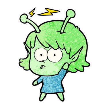 vektör çizim karikatür uzaylı kız