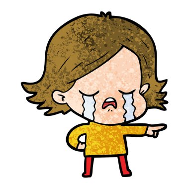 vektör çizim karikatür kız ağlıyor